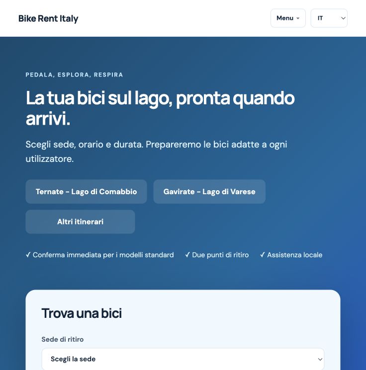 Bike Rent Italy booking platform preview